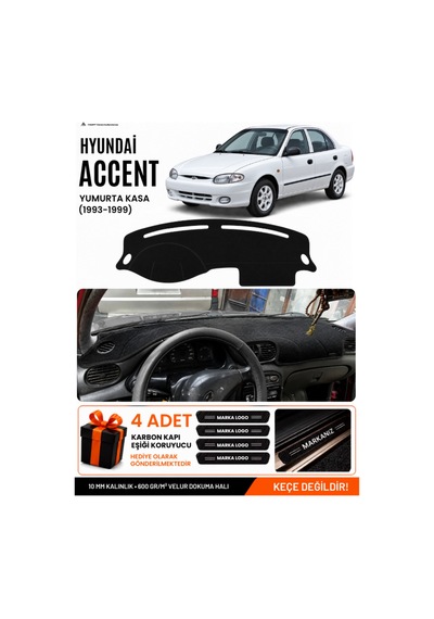 Hyundai Accent Yumurta Kasa 1993-1999 Uyumlu Torpido Örtüsü, Torpido Kılıfı - Siyah
