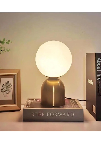 Modern Tasarım Venüs Abajur Beyaz Glop Camlı Kablolu Tak Çalıştır Masa Lambası Eskitme Gold Sarı 3 Gold