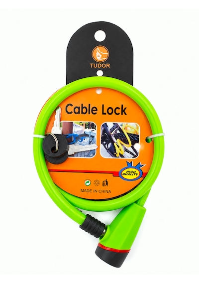 Tudor Renkli Bisiklet Kilidi Anahtarlı Cable Lock Yeşil