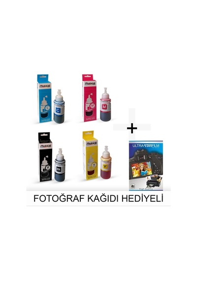 Epson Ecotank L1110 İçin 1 Takım Photoink Mürekkep- Fotoğraf Kağıdı Hediyeli