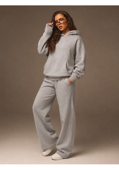 Macklin Unisex Kadın Erkek Baskısız Sweatshirt Oversize 3 İplik Kapüşonlu Hoodie Ve Baggy Eşofman Altı Dumangrii
