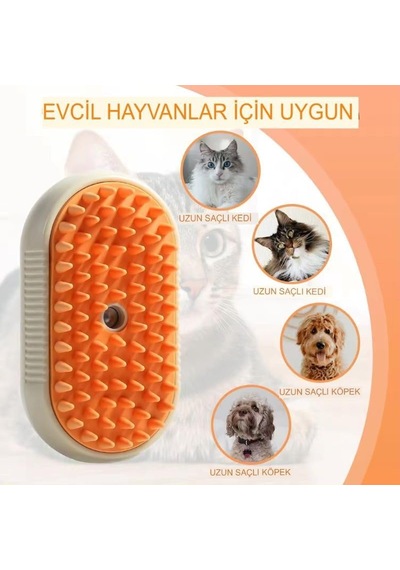 Buharlı Kedi Ve Köpek Tarağı, Evcil Hayvan Tüy Temizleme Ve Masaj Tarağı, Yumuşak Başlıklı Pratik Buharlı Ke