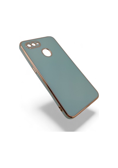 Oppo Uyumlu Ax7 Kenarları Parlak Altın Renkli Lazer Kılıf