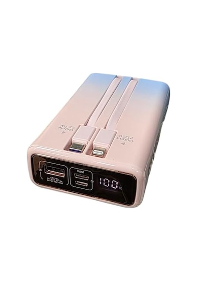 H002 20000 Mah Power Bank Pd 30w Ve Usb 22.5w Fast Hızlı Şarj Dahili Type C Ve Lightning Kablolu Dünya Standartlarına Uygun Polymer Batarya Birebir Amper Powerbank Kırmızı