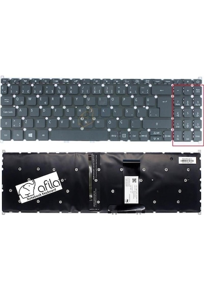 Acer Aspire 3 A315-22-45nw Uyumlu Notebook Klavyesi, Laptop Tuş Takımı Siyah Tr Işıklı