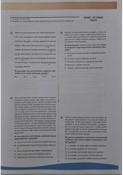 2026 KPSS ÖSYM Arşivi Çıkmış Soru Karma Genel Yetenek Genel Kültür D. Çözümlü Deneme 10/5.Kitapçık
