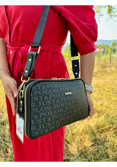 Just Polo Kadın Monogram Baskılı Yeni Sezon Omuz Çantası 232053mh Siyah