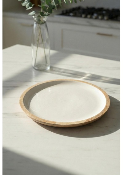 Mango Agacı Servis Tabağı & Sunum Tabağı 25 Cm Krem Diğer