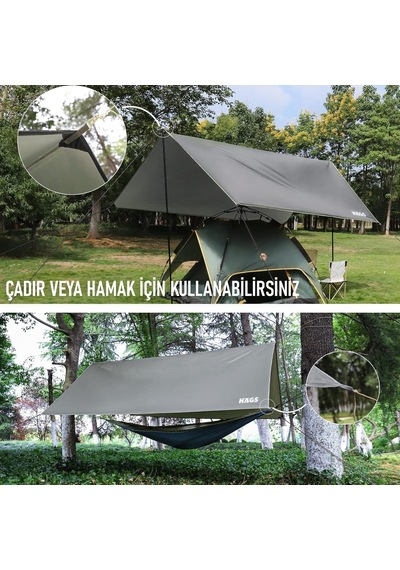 Tarp Gölgelik Tente, Taşınabilir Örtü Branda Çok İşlevli Outdoor Açık Hava Kamp Seyahat Tente Branda Güneşlik Karavan Tente Yan Çadır Gölgelik - 300x400 Cm - Siyah