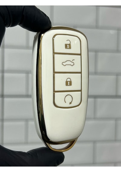 Gma Keys Chery Tiggo 8 Pro Omoda 5 Tiggo 7 Avantgarde Jaaeco Smart Nano Anahtar Kılıfı Beyaz Gold Altın Renk