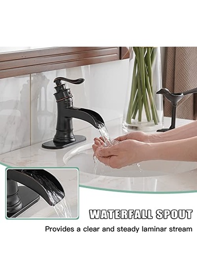 Aquafaucet Şelale Çıkışı, Tek Kollu Lavabo Musluğu, Lavabo Armatürü, Orb Yağı Ovulmuş Bronz, 9233