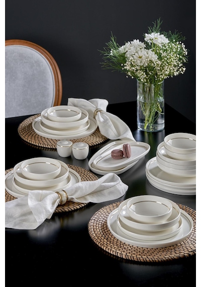 Neva N3455 Velvet Gold 28 Parça Yaldızlı Porselen Yemek Takımı