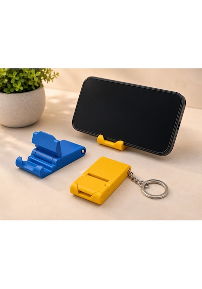 Veriqo 3d Katlanabilir Telefon Standı Mini Telefon Tutucu Katlanır Masaüstü Telefon Standı Anahtarlıklı Mavi