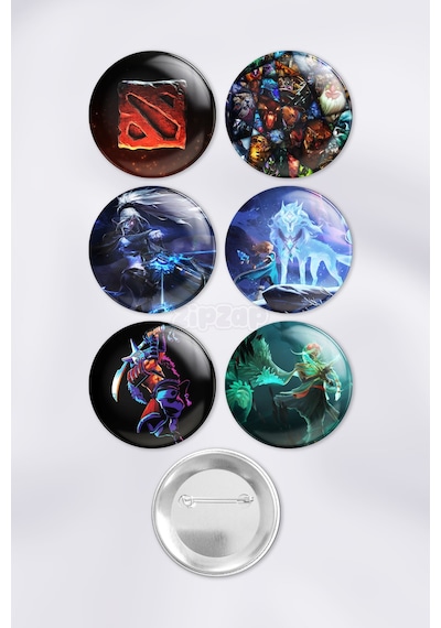 Dota 2 Video Oyun Çanta Süsü İğneli Buton Rozet Seti 6 Adet Altılı