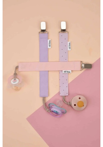 E&f Store 3'lü Emzik Askısı Seti - Lila - Toz Pembe - Puantiyeli Lila Çok Renkli