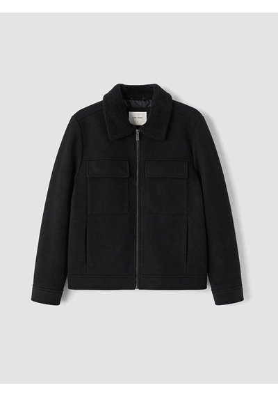 Lcw Vision Siyah Regular Fit Pelüş Gömlek Yaka Erkek Mont
