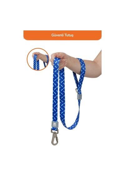 Köpekler İçin Dayanıklı Ve Güvenli, Desenli Gezdirme Tasması 25mm Lacivert