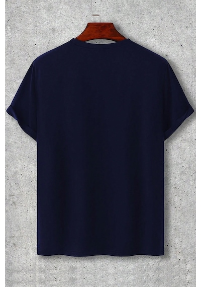 Erkek Boğa Silüet Baskılı Oversize Tshirt Lacivert