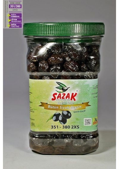 Sazak Siyah Zeytin Yağlı Sele 351-380 Kalibre Zeytin 900 G