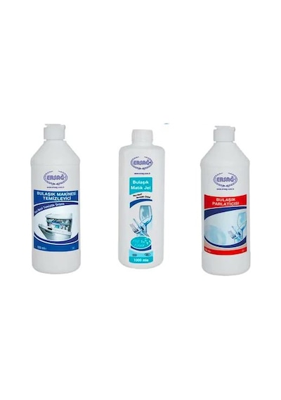Ersağ Bulaşık Matik Jel 1 L + Bulaşık Parlatıcısı 500 ML + Bulaşık Makinesi Temizleyicisi 500 ML
