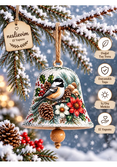 4 Tane Özel Seri El Yapımı Noel Çanları 2 7 CM
