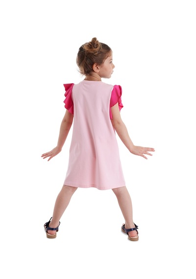 Pembe Kelebek Kız Çocuk Yazlık Fırfırlı Elbise