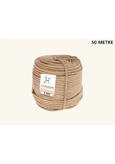 Jütburada Jüt Halat 5 Mm 50 Metre Hasır Dekor Süsleme İp