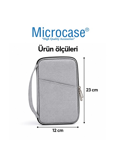 Microcase Gizli Cep'li El Kulplu Çok Bölmeli Pasaport Ve Evrak Organizeri Al7030 Gri