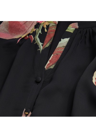 The Kooples Kadın Uzun Kollu Baskılı Siyah Uzun Elbise Pembe
