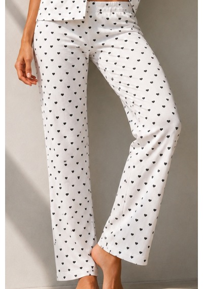 Kadın Klasik Doğal Düğme Gece Kar Beyaz Pijama Takımı