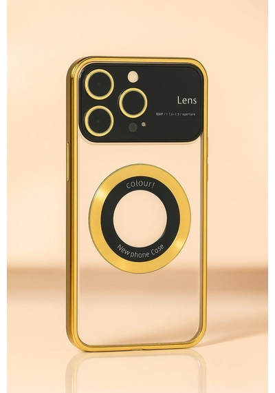 Apple Uyumlu iPhone 15 Pro Kılıf Kamera Korumalı Magsafe Colourl Gold