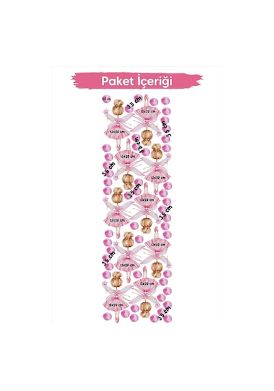 MSticker Minik Peri Kızı Balerin Yıldızlar Ve Puantiyeler Çocuk Bebek Odası Duvar Cam Sticker Seti