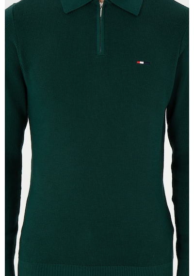 U.S. Polo Assn. Erkek Regular Fit Yarım Fermuarlı Koyu Yeşil Basic Kazak 50298266-VR079