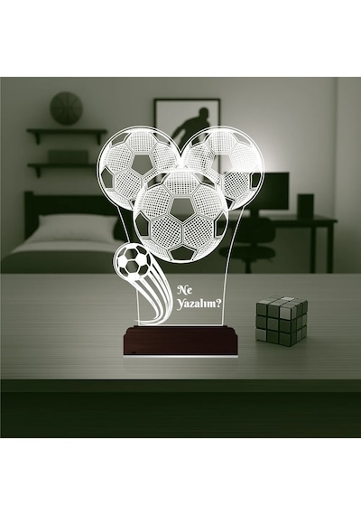 Luvivia Futbol Topu Futbolcu Hediye Kişiye Özel 3d Lamba - Masa Gece Lambası V1 Şeffaf