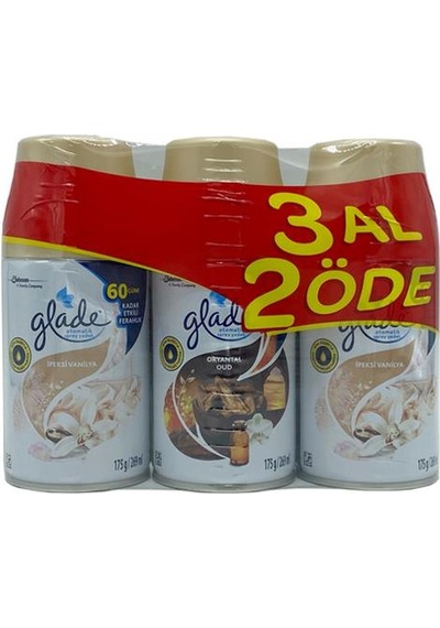 Glade Otomatik Sprey Oda Kokusu Yedek İpeksi Vanilya 2'li + Oryantal Oud  3 x 269 ML