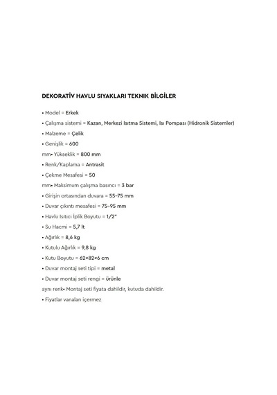 Radiva - Male Dekoratif Havlupan 600x800 Antrasit  - 1mal06000800b2ts-