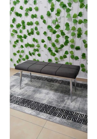 Özcan Metal Krom Bench Mutfak Salon Antre Yatak Odası Puf Bank Antrasitgri