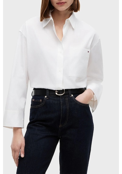 Tommy Hilfiger Oversize % 100 Pamuk Uzun Kollu Gömlek Kadın Gömlek Ww0ww51129 Ycf Beyaz