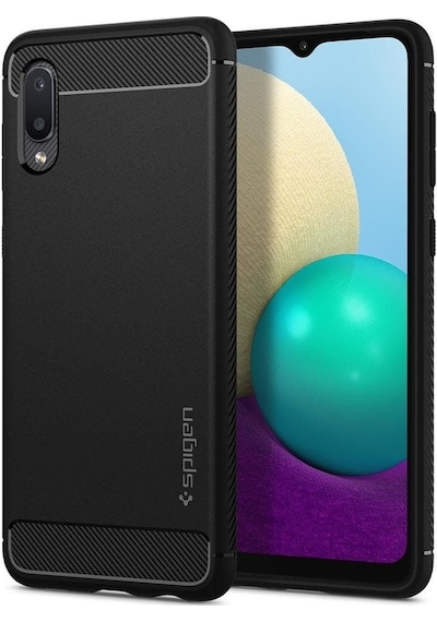 Spigen Galaxy Uyumlu A02 / Galaxy Uyumlu M02 Kılıf Rugged Armor Matte Black
