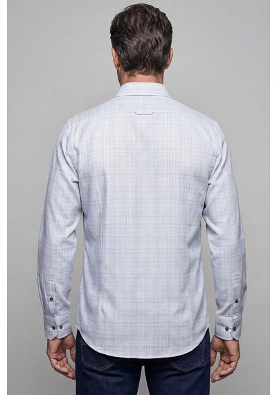 Bisse Modern Fit Yarım İtalyan Yaka Pamuk Gri Erkek Gömlek Gmars0422303101 D55