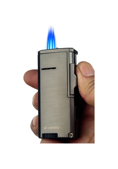 Quantoro 3 Torch Pürmüz Delicili Gunmetal Metal Puro Çakmağı - Trz1073