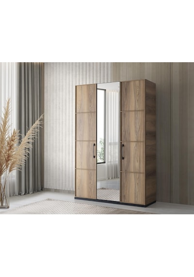 Beyoğlu Modern 3 Kapaklı Çekmeceli Elbise Dolabı Gardrop 130cm