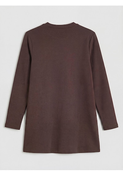 Lcwaıkıkı Classic Kahverengi Bisiklet Yaka Kadın Sweatshirt Tunik