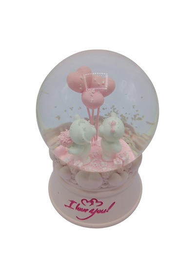 Romantik Love Bear Kar Küresi Müzikli Ve Işıklı 13cm