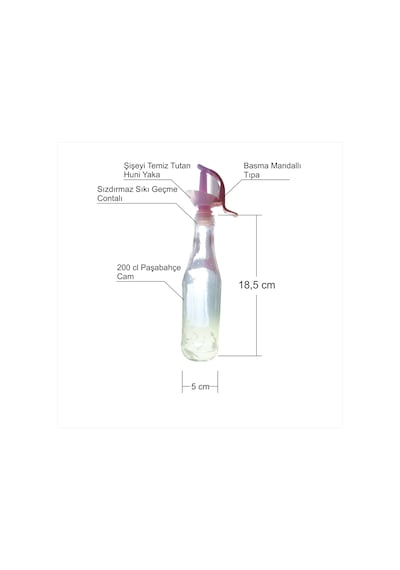 Hunili Sızdırmaz Tıpalı 200 ML Cam Şişeli Yağlık Sosluk Sirkelik