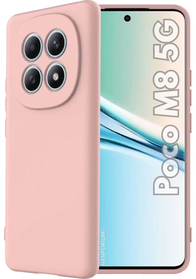 Poco M8 5g Uyumlu Silikon Kılıf - Pastel Renk Tonu Kamera Korumalı Esnek Kapak - Pudra Pembe