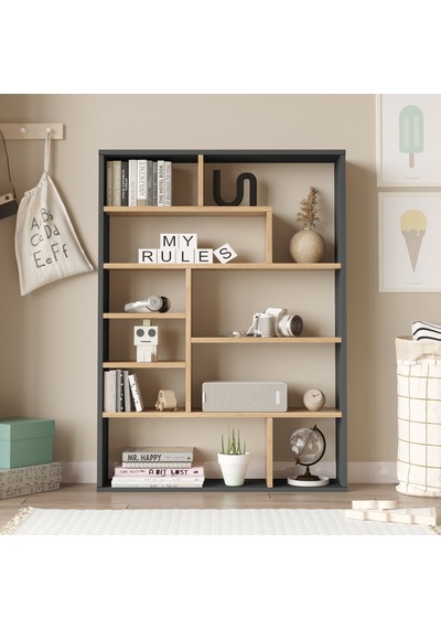 Robin Home Felix Kitaplık 124cm Sepet-antrasit