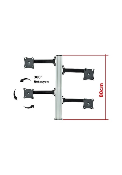 Tarix MA-06 17"-27" Masa Üstü Dörtlü Monitör Askı Aparatı