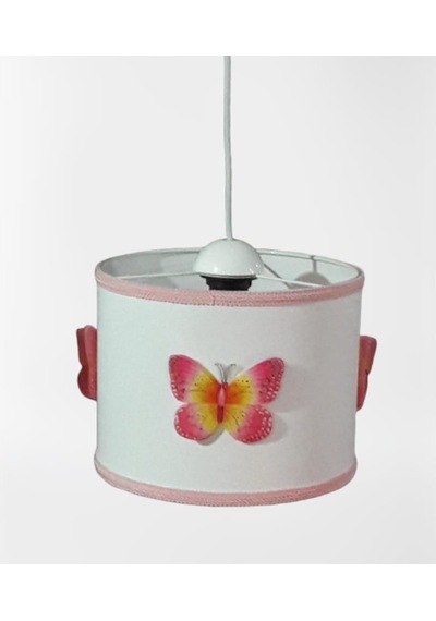 Pembe Kelebekli Beyaz Pvc Kız Çocuk Odası Avizesi