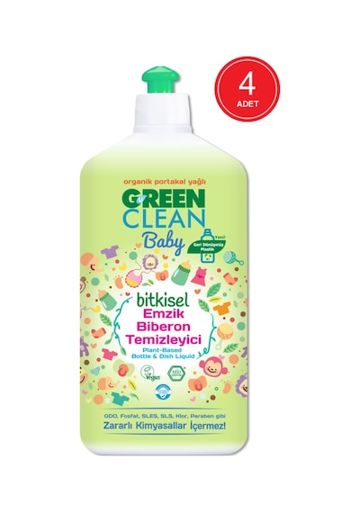 U Green Clean Baby Organik Portakal Yağlı Bitkisel Biberon ve Emzik Temizleyici 4 x 500 ML